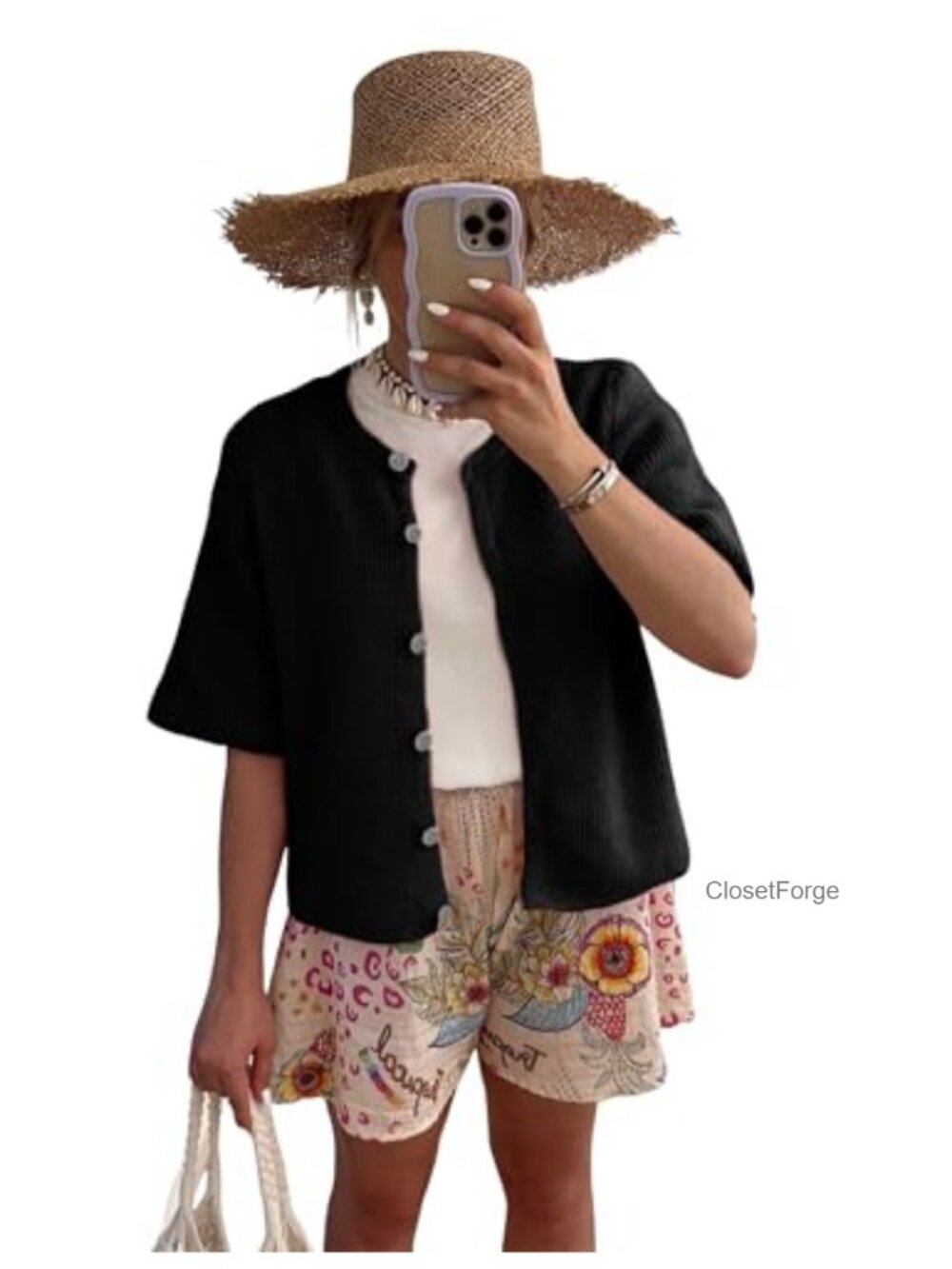 Lightweight Short Sleeve Button-Down Cardigan Knit Sweater